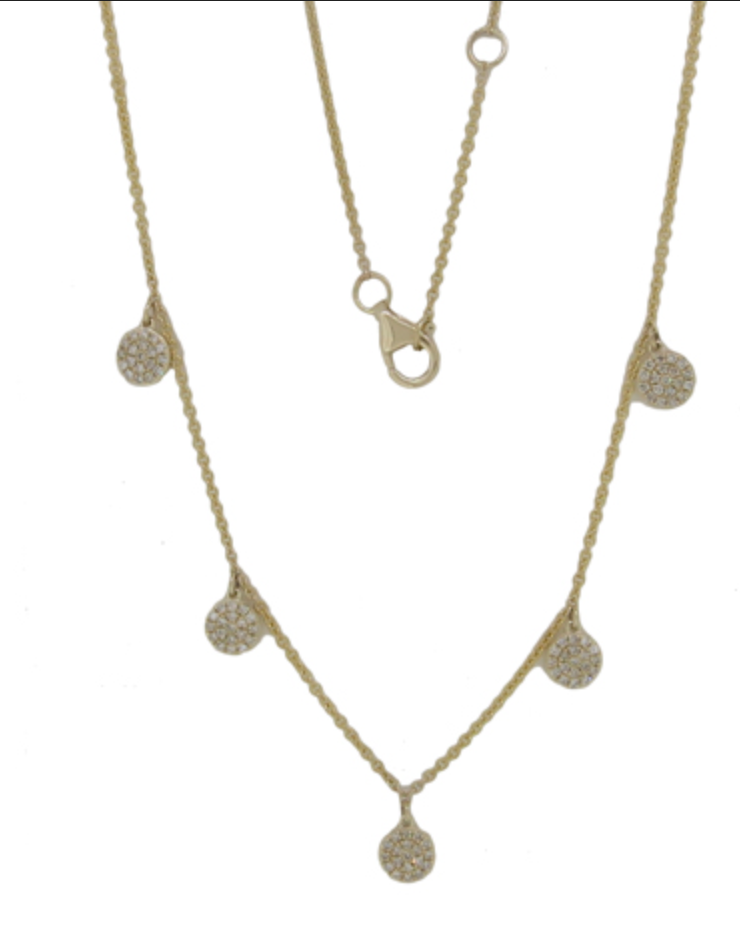 14K Gold Diamond Bezel Circle Necklace