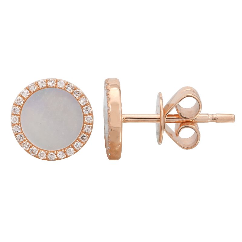 14K Rose Gold Mother of Pearl Studs