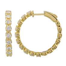 Load image into Gallery viewer, 14K Gold Round Diamond Hoop Earrings
