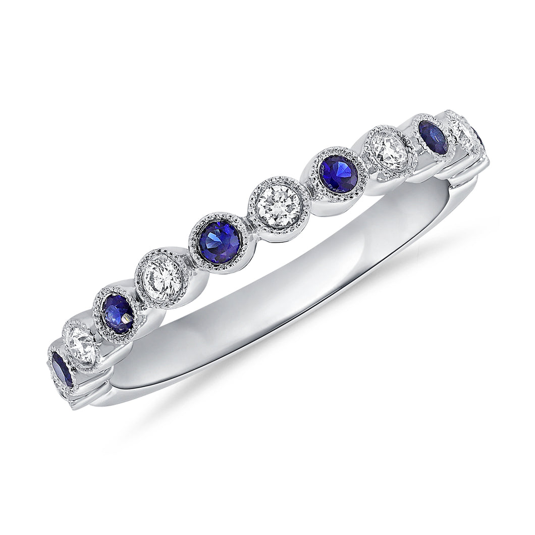 14K White Gold Diamond and Sapphire Ring