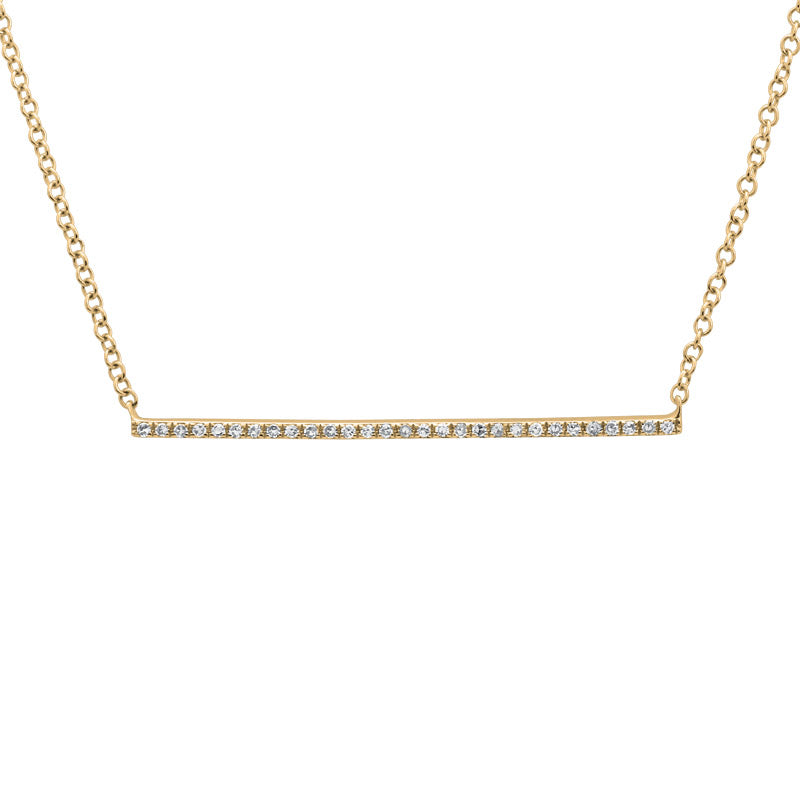 14K Gold Single Diamond Bar Necklace