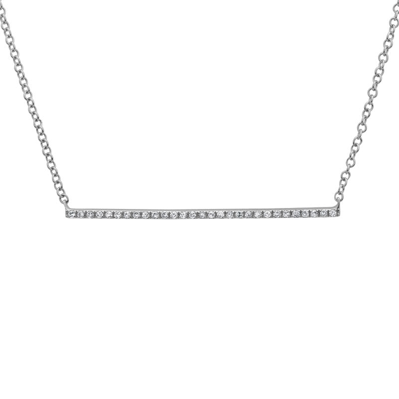 14K Gold Single Diamond Bar Necklace