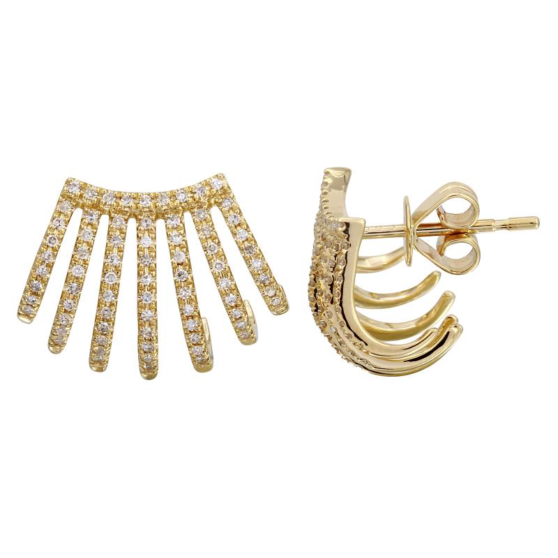 14K Gold Diamond Caged Stud Earrings