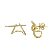 Load image into Gallery viewer, 14k Gold Asymmetrical Diamond Cage Earrings
