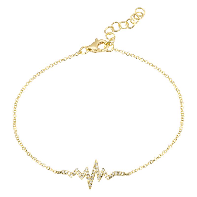 CZ Gold Heartbeat Bracelet Sterling Silver - kellinsilver.com