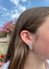 Load image into Gallery viewer, 14K White Gold Multi-Diamond Cluster Earrings
