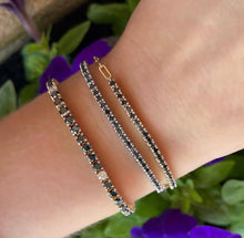 Load image into Gallery viewer, 14K Yellow Gold Black Diamond Tennis Bracelet
