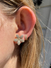 Load image into Gallery viewer, 14K Yellow Gold Diamond Flower Earrings

