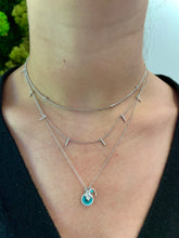 Load image into Gallery viewer, 14K White Gold Diamond Evil Eye Hamsa Charm Necklace
