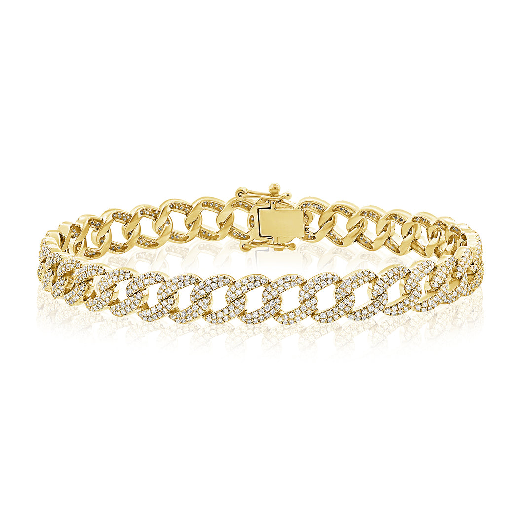 14K Yellow Gold Diamond Cuban Link Bracelet