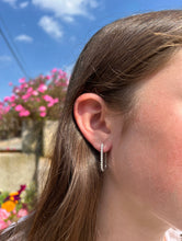 Load image into Gallery viewer, 14K White Gold Large Rectangular Diamond Earrings

