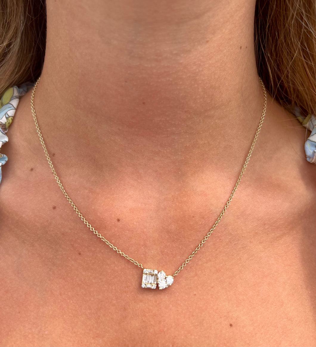 14K Gold Double Diamond Necklace