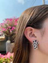 Load image into Gallery viewer, 14K White Gold And Sapphire Diamond Stud Earrings
