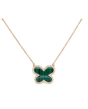 Load image into Gallery viewer, 14K Yellow Gold Malachite Butterfly Necklace
