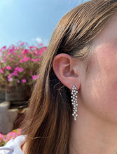 Load image into Gallery viewer, 14K White Gold Diamond Cluster Hanging Earrings
