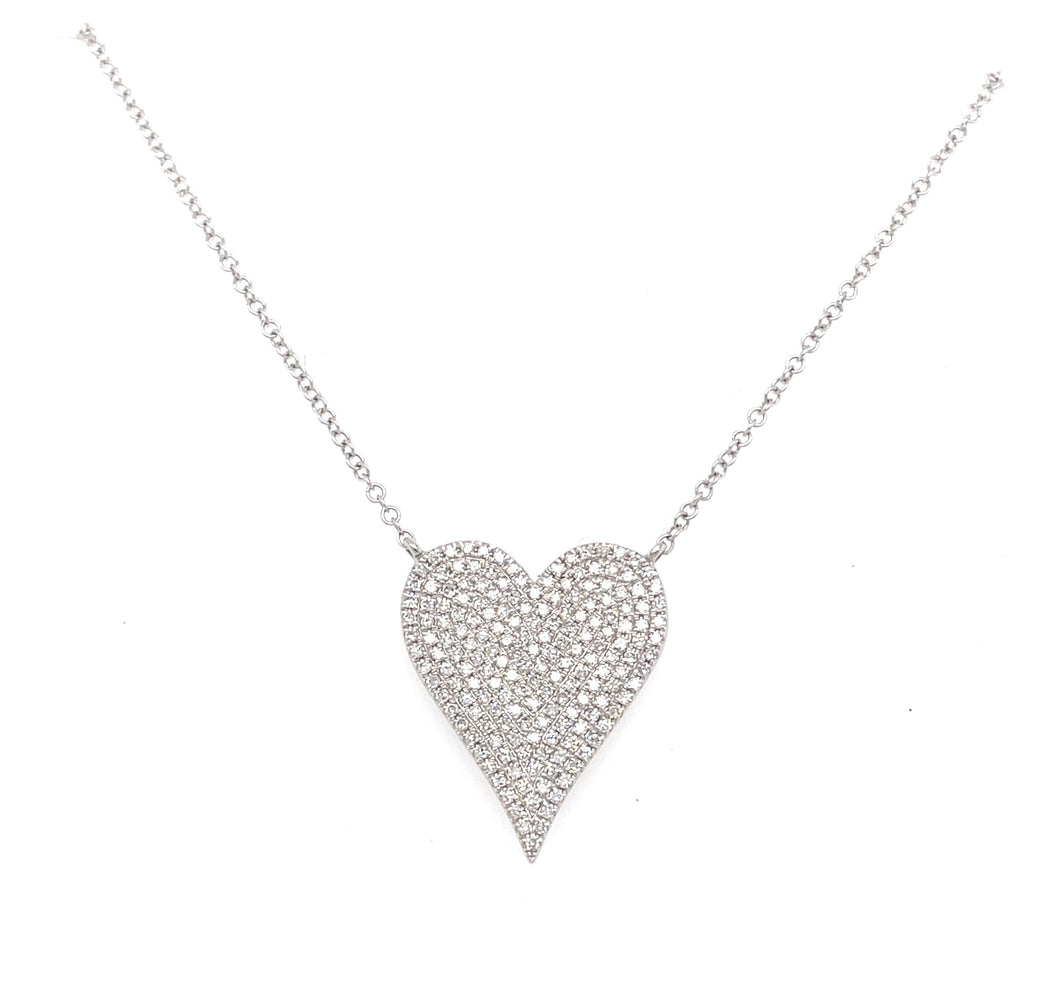 14K White Gold Diamond Heart Necklace