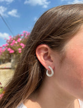 Load image into Gallery viewer, 14K White Gold Scoop Diamond Earrings
