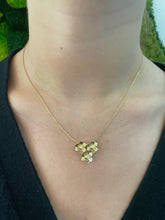 Load image into Gallery viewer, 14K Yellow Gold Triple Flower and Diamond Necklace
