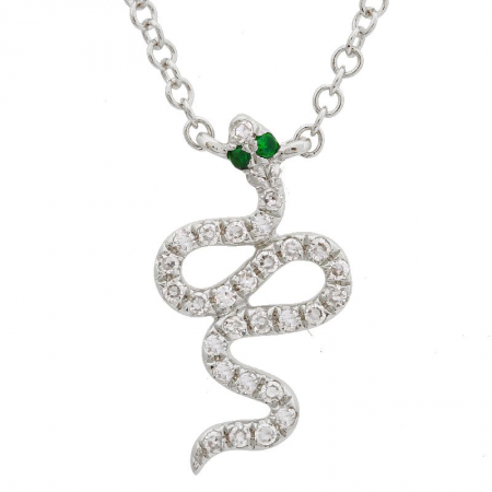 14K Gold Small Diamond Snake Necklace