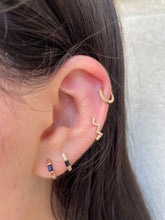 Load image into Gallery viewer, 14K Yellow Gold Sapphire or Emerald Huggie Earrings
