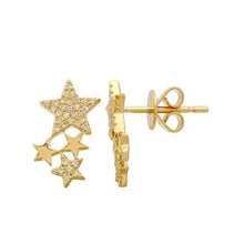 Load image into Gallery viewer, 14K Yellow Gold Multi Star Diamond Studs
